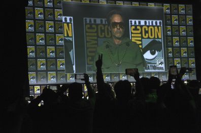 Robert Downey Jr. attends a panel for Marvel Studios during Comic-Con International 