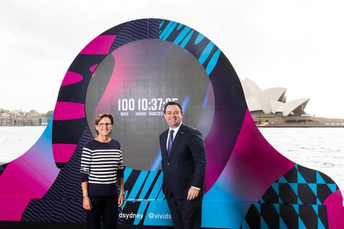 minister ayres and vivid director announce vivid sydney 2022 100 day countdown.