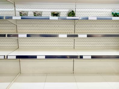 Empty supermarket shelves