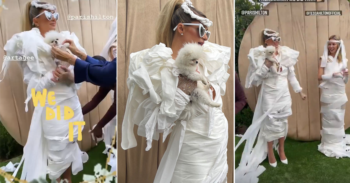 Paris Hilton Rocks Toilet Paper Wedding Dress at Her Bridal Brunch