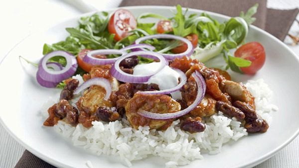 Chicken chilli and rice