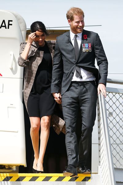 Meghan Markle and Prince Harry arriving in Wellington, New Zealand,&nbsp;October 28, 2018