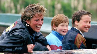 Princess Diana and her sons William and Harry at Thorpe Park