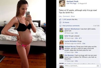 Rachel Finch shared her bikini-clad baby bump before the birth of her baby girl in late 2013.