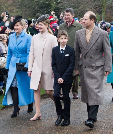 Lady Louise Windsor looks very grown up as she joins her grandmother the Queen for church. 