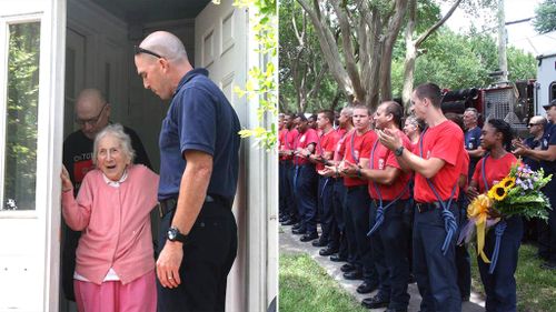 Fire department surprises firefighter's widow on her 100th birthday 