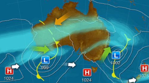 A developing low-pressure system is developing over southern parts of Western Australia. (Weatherzone)