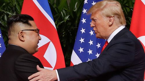 North Korean leader Kim Jong-un and US President Donald Trump at their Singapore summit in June.