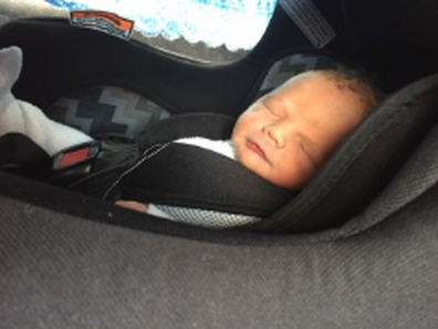 Lochlan Bower smiled at mum Mel the whole car ride home from hospital.