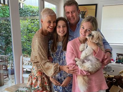 Jessica Rowe and Peter Overton celebrating Christmas with their daughters. 