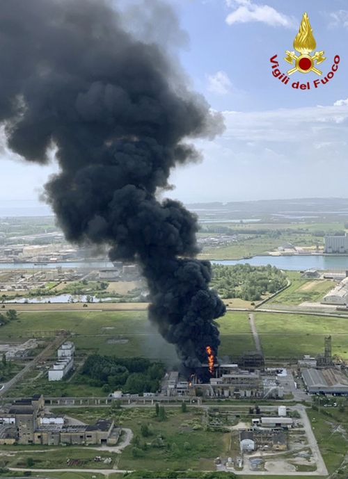 Chemical plant fire Venice, Italy