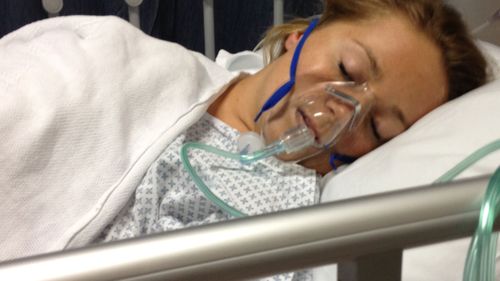 Emily Pickett in hospital due to her condition which she said leaves her in constant pain.