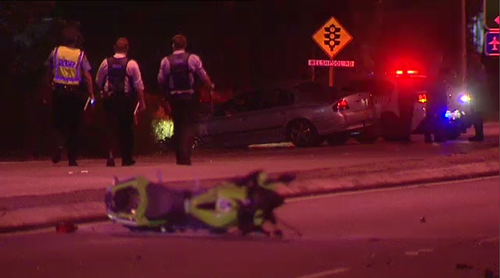 A motorcyclist was killed in a head-on crash during a police pursuit in Perth early this morning.