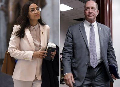 Alexandria Ocasio-Cortez on March 27, 2020 and Ted Yoho at the Capitol in Washington on March 28, 2017. 