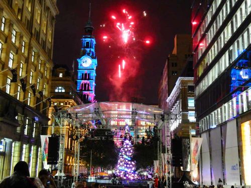 Fireworks followed the lighting of the Christmas tree.