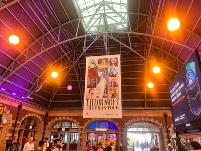 Sydney's Central Station decorated for Taylor Swift's Eras shows.