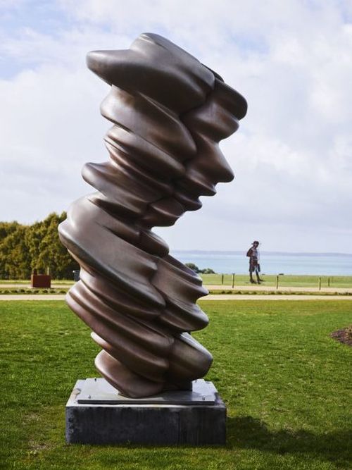 A bronze sculpture by Tony Cragg. (Point Leo Estate)