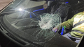 Geelong car windscreen smashed by rock throwers