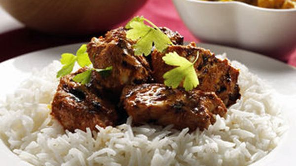 Basmati rice and tandoori chicken