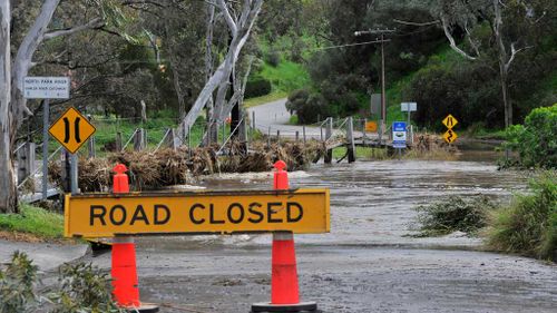 Flooding in the town of Tanunda, the Barossa Valley. The storms are gone but flood risks remain for many South Australians battered by this week's severe weather. (AAP)