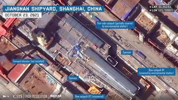 Two large openings are still visible on the deck of the Type 003 in images from September 2021, according to CSIS.