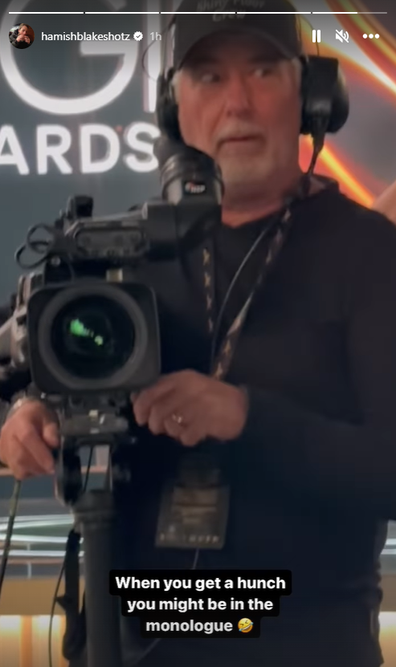 Hamish Blake caught a camera man watching him from across the table at the Logies.