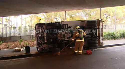 FRNSW cleaned up a diesel spill at the scene. (9NEWS)  