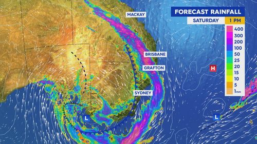 The wet weather will stretch from Queensland down to Tasmania 