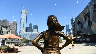 'Fearless Girl' in Federation Square.