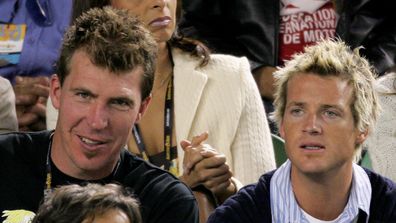 Former AFL player Jim Stynes and television presenter Jules Lund