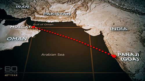 The yacht was intercepted near Goa. Picture: 60 Minutes