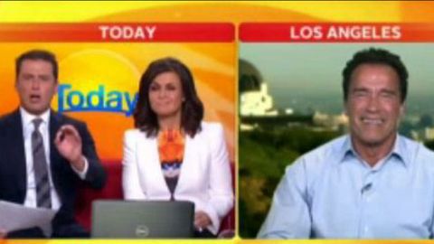 Watch: Karl Stefanovic impersonates Arnold Schwarzenegger to his face on Today Show