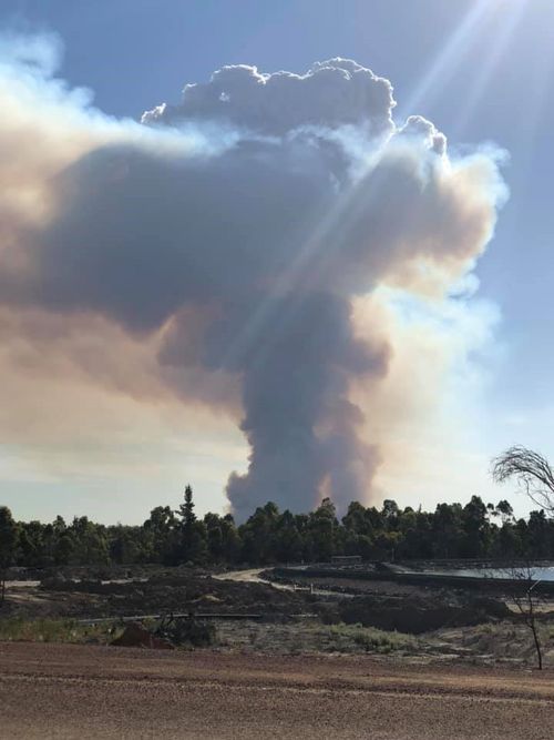 Fire can be seen at the mine site at Greenbushes