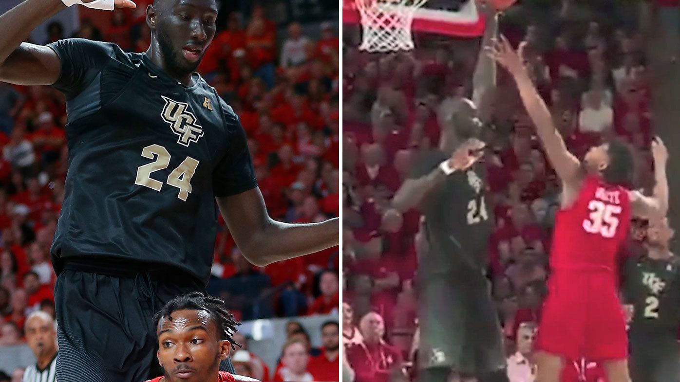 College basketball star Tacko Fall embarrasses opponents with absurd height, sends twitter into overdrive