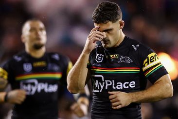 Nathan Cleary just before kick off for the Panthers against the Bulldogs.