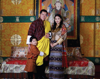 His Majesty The King, Her Majesty The Gyaltsuen, and His Royal Highness The Gyalsey, February 2020.