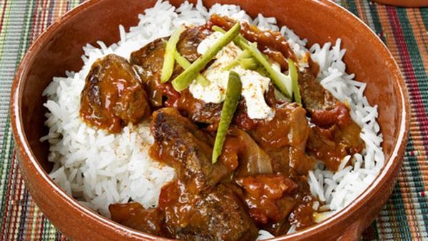 Beef goulash with rice