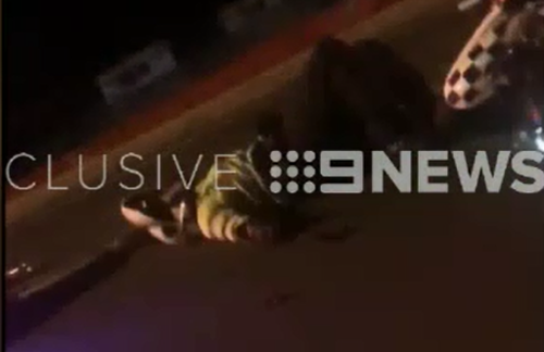 Video obtained by 9NEWS shows the officers on the ground. (Supplied)