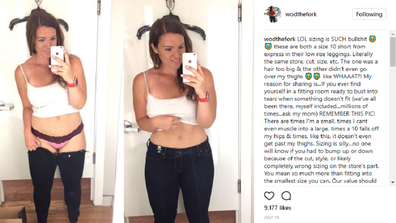 After not fitting in identical size 10 leggings, this woman is blasting  meaningless clothing sizes