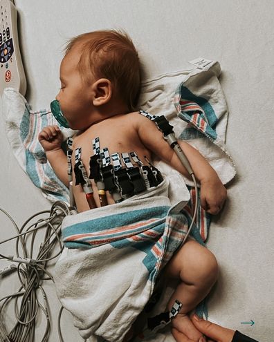 Baby Gianna Miller in hospital getting tests after her medical episode.