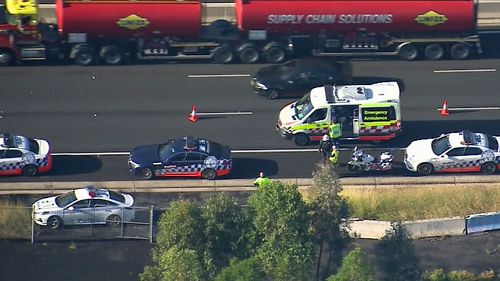 One taken to hospital after crash on Sydney's M5