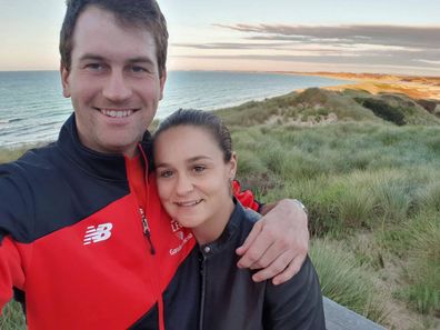 Ash Barty poses with Gary Kissick before they were engaged.