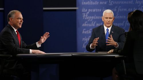 Tim Kaine, Mike Pence talk over each other in heated debate