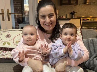Maddison Granger with her twins, who are now 11 months old.