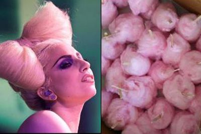 Wanna eat my hair? Gaga's got fans drooling over her pink fairy-floss locks. <p><b>Image</b>: totallylookslike.com