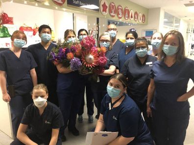 Liam Neeson sends staff at The Royal Melbourne Hospital flowers for their tireless work amid the pandemic.