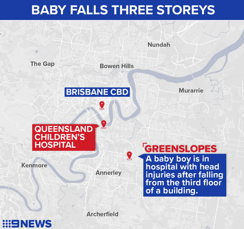 Brisbane baby suffers head injuries after falling from third-floor of apartment