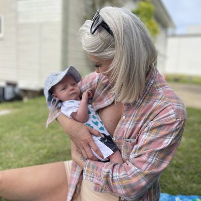 Now Carly Woods has her precious son - but she still hasn't taken a proper break from work.