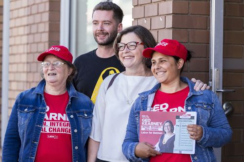 Labor Party Batman by-election candidate Ged Kearney meets with supporters in Northcote, Melbourne, Friday, March 9, 2018. A by-election for the Australian House of Representatives seat of Batman will be held on 17 March 2018. (AAP Image/Daniel Pockett) 