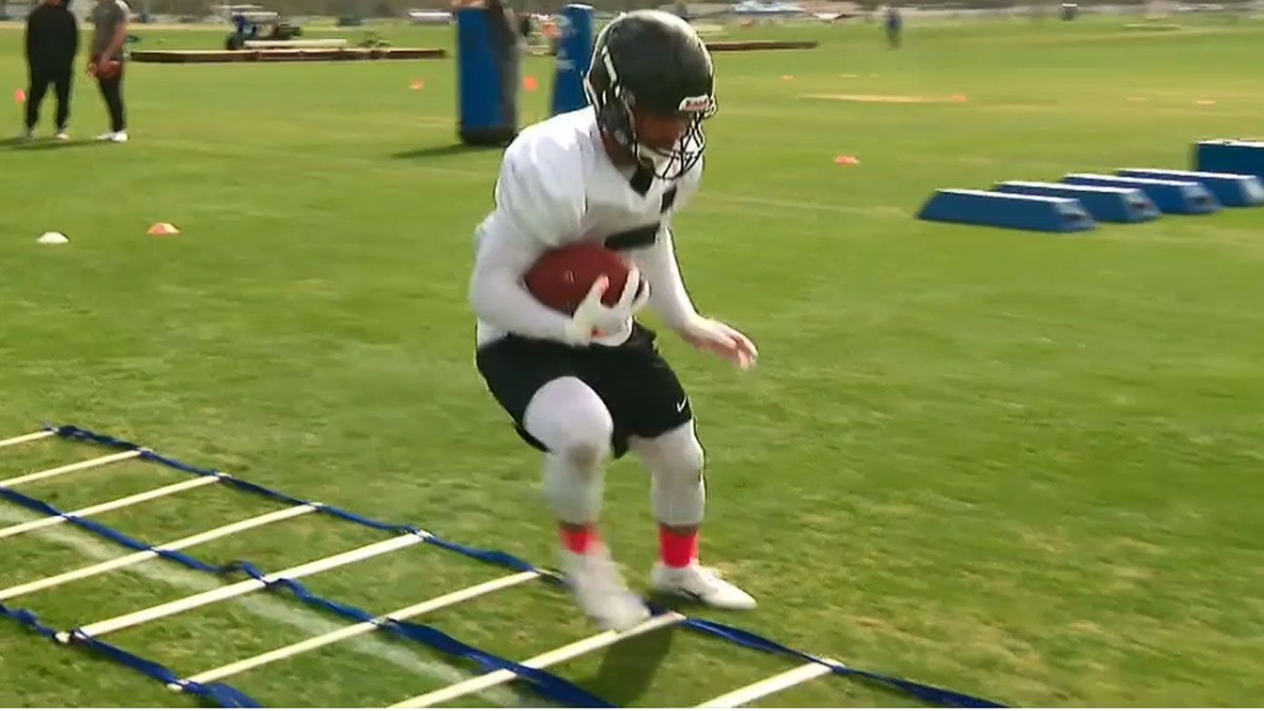 Valentine Holmes doing NFL training drills